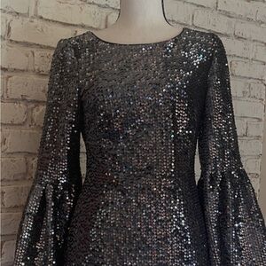 Nicole Miller Sparkling Black Long Sleeve Dress